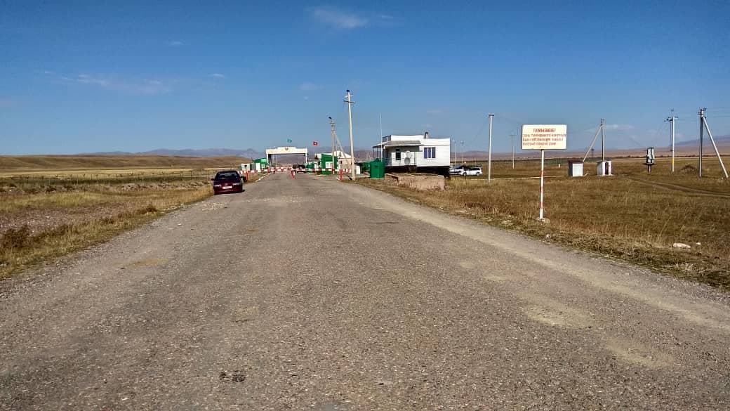 Border post between Kyrgyzstan and Kazakhstan at the eastern part of the Kyrgyz Republic
